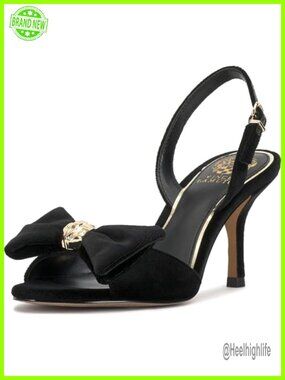 Velvet Slingback High Heel Sandals with Bow Detail and Stiletto Heel